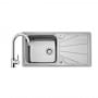 Leisure Nimbus 1.0 Bowl Stainless Steel Kitchen Sink with Aquaswan Single Tap & Waste Kit 1000mm L x 500mm W - Polished