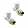 Prestige Modern Straight Radiator Valves 15mm (Pair) - White