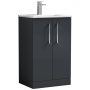 Nuie Arno Floor Standing 2-Door Vanity Unit with Basin-2 500mm Wide - Satin Anthracite