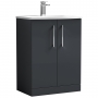 Nuie Arno Floor Standing 2-Door Vanity Unit with Basin-4 600mm Wide - Satin Anthracite