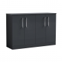 Nuie Arno Floor Standing 4-Door Vanity Unit with Worktop 1200mm Wide - Satin Anthracite