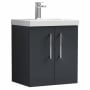 Nuie Arno Wall Hung 2-Door Vanity Unit with Basin-1 500mm Wide - Satin Anthracite