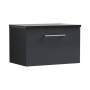 Nuie Arno Wall Hung 1-Drawer Vanity Unit with Sparkling Black Worktop 600mm Wide - Satin Anthracite