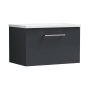 Nuie Arno Wall Hung 1-Drawer Vanity Unit with Sparkling White Worktop 600mm Wide - Satin Anthracite