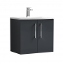 Nuie Arno Wall Hung 2-Door Vanity Unit with Basin-4 600mm Wide - Satin Anthracite