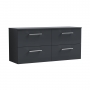 Nuie Arno Wall Hung 4-Drawer Vanity Unit with Worktop 1200mm Wide - Satin Anthracite