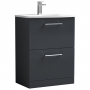 Nuie Arno Floor Standing 2-Drawer Vanity Unit with Basin-4 600mm Wide - Satin Anthracite