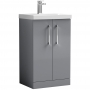 Nuie Arno Floor Standing 2-Door Vanity Unit with Basin-3 500mm Wide - Satin Grey