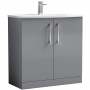 Nuie Arno Floor Standing 2-Door Vanity Unit with Basin-4 800mm Wide - Satin Grey