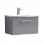 Nuie Arno Wall Hung 1-Drawer Vanity Unit with Basin-4 600mm Wide - Satin Grey