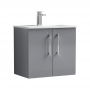 Nuie Arno Wall Hung 2-Door Vanity Unit with Basin-2 600mm Wide - Satin Grey