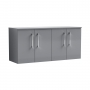 Nuie Arno Wall Hung 4-Door Vanity Unit with Worktop 1200mm Wide - Satin Grey