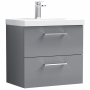 Nuie Arno Wall Hung 2-Drawer Vanity Unit with Basin-1 600mm Wide - Satin Grey