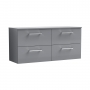 Nuie Arno Wall Hung 4-Drawer Vanity Unit with Worktop 1200mm Wide - Satin Grey