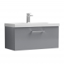 Nuie Arno Wall Hung 1-Drawer Vanity Unit with Basin-1 800mm Wide - Satin Grey