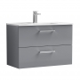 Nuie Arno Wall Hung 2-Drawer Vanity Unit with Basin-2 800mm Wide - Satin Grey