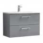 Nuie Arno Wall Hung 2-Drawer Vanity Unit with Basin-4 800mm Wide - Satin Grey