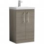 Nuie Arno Floor Standing 2-Door Vanity Unit with Basin-1 500mm Wide - Solace Oak Woodgrain