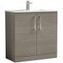 Nuie Arno Floor Standing 2-Door Vanity Unit with Basin-2 800mm Wide - Solace Oak Woodgrain