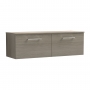 Nuie Arno Wall Hung 2-Drawer Vanity Unit with Worktop 1200mm Wide - Solace Oak Woodgrain