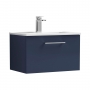 Nuie Arno Wall Hung 1-Drawer Vanity Unit with Basin-2 600mm Wide - Midnight Blue