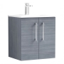 Nuie Arno Wall Hung 2-Door Vanity Unit with Basin-2 500mm Wide - Anthracite Woodgrain