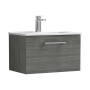 Nuie Arno Wall Hung 1-Drawer Vanity Unit with Basin-2 600mm Wide - Anthracite Woodgrain