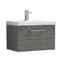 Nuie Arno Wall Hung 1-Drawer Vanity Unit with Basin-3 600mm Wide - Anthracite Woodgrain