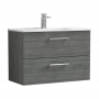 Nuie Arno Wall Hung 2-Drawer Vanity Unit with Basin-2 800mm Wide - Anthracite Woodgrain