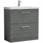 Nuie Arno Floor Standing 2-Drawer Vanity Unit with Basin-1 800mm Wide - Anthracite Woodgrain