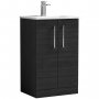 Nuie Arno Floor Standing 2-Door Vanity Unit with Basin-2 500mm Wide - Black Woodgrain