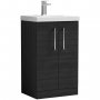 Nuie Arno Floor Standing 2-Door Vanity Unit with Basin-3 500mm Wide - Black Woodgrain