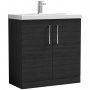 Nuie Arno Floor Standing 2-Door Vanity Unit with Basin-3 800mm Wide - Black Woodgrain