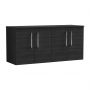 Nuie Arno Wall Hung 4-Door Vanity Unit with Worktop 1200mm Wide - Black Woodgrain