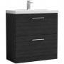 Nuie Arno Floor Standing 2-Drawer Vanity Unit with Basin-3 800mm Wide - Black Woodgrain