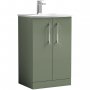 Nuie Arno Floor Standing 2-Door Vanity Unit with Basin-4 500mm Wide - Satin Green