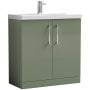 Nuie Arno Floor Standing 2-Door Vanity Unit with Basin-1 800mm Wide - Satin Green