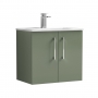 Nuie Arno Wall Hung 2-Door Vanity Unit with Basin-2 600mm Wide - Satin Green