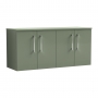 Nuie Arno Wall Hung 4-Door Vanity Unit with Worktop 1200mm Wide - Satin Green