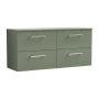 Nuie Arno Wall Hung 4-Drawer Vanity Unit with Worktop 1200mm Wide - Satin Green