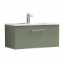 Nuie Arno Wall Hung 1-Drawer Vanity Unit with Basin-2 800mm Wide - Satin Green