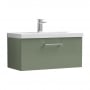 Nuie Arno Wall Hung 1-Drawer Vanity Unit with Basin-3 800mm Wide - Satin Green