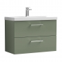 Nuie Arno Wall Hung 2-Drawer Vanity Unit with Basin-3 800mm Wide - Satin Green