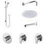 Nuie Arvan Thermostatic Concealed Mixer Shower with Shower Kit + Fixed Head Stop Tap and Bath Spout