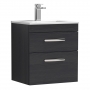 Nuie Athena Wall Hung 2-Drawer Vanity Unit with Basin-3 500mm Wide - Charcoal Black