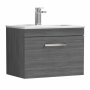 Nuie Athena Wall Hung 1-Drawer Vanity Unit with Basin-2 600mm Wide - Anthracite Woodgrain