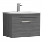 Nuie Athena Wall Hung 1-Drawer Vanity Unit with Basin-4 600mm Wide - Anthracite Woodgrain