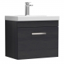 Nuie Athena Wall Hung 1-Drawer Vanity Unit with Basin-1 600mm Wide - Charcoal Black