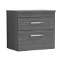 Nuie Athena Wall Hung 2-Drawer Vanity Unit and Worktop 600mm Wide - Anthracite Woodgrain