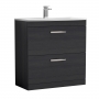 Nuie Athena Floor Standing 2-Drawer Vanity Unit with Basin-4 800mm Wide - Charcoal Black